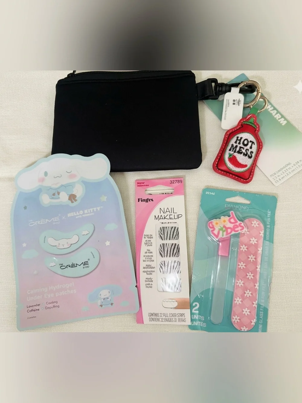 Black Zip Pouch with Hot Mess Key Charm